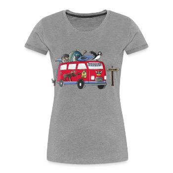 Vacances en camping en vanlife avec motif de camping-campeur en Norvège - T-shirt bio Premium Femme - gris chiné - Devant - Mia (176cm)