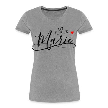 Marie Name Vorname mit Herzdekor - Frauen Premium Bio T-Shirt - Grau meliert - Vorne - Mia (176cm)