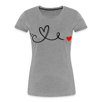 Herz Schnoerkel Linie - Frauen Premium Bio T-Shirt - Grau meliert - Vorne - Mia (176cm)