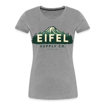 Eifel Supply Co. | Design extérieur vintage - T-shirt bio Premium Femme - gris chiné - Devant - Mia (176cm)