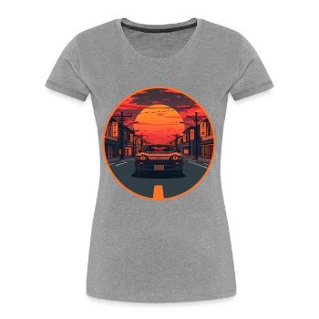 Retro 80er JDM Hatchback Japan Street Emblem - Frauen Premium Bio T-Shirt - Grau meliert - Vorne - Mia (176cm)