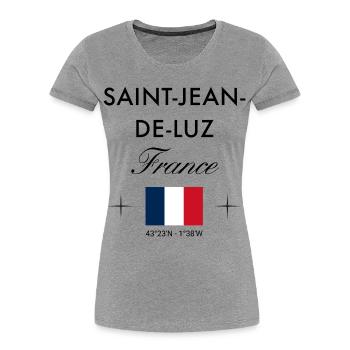 Saint Jean de Luz Frankreich Koordinaten Reise - Frauen Premium Bio T-Shirt - Grau meliert - Vorne - Mia (176cm)