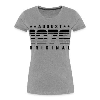 Édition Originale Limitée Août 1976 Anniversaire - T-shirt bio Premium Femme - gris chiné - Devant - Mia (176cm)