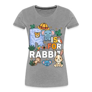 R Is For Rabbit Zoo Party Jungle Zoo Birthday - Women's Premium Organic T-Shirt - heather grey - Front - Mia (176cm)