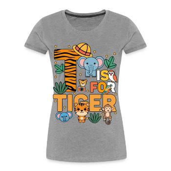 T c’est pour la fête du zoo du tigre Anniversaire du zoo de la jungle - T-shirt bio Premium Femme - gris chiné - Devant - Mia (176cm)