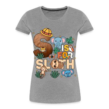 S c’est pour Fête du zoo paresseux Anniversaire du zoo de la jungle - T-shirt bio Premium Femme - gris chiné - Devant - Mia (176cm)