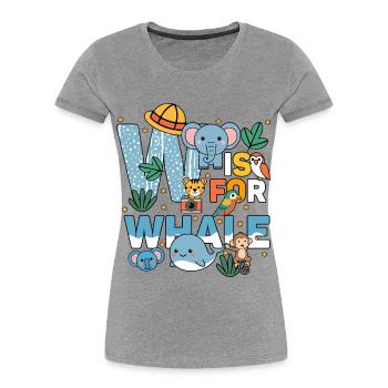 W Is For Whale Zoo Party Jungle Zoo Birthday - Women's Premium Organic T-Shirt - heather grey - Front - Mia (176cm)