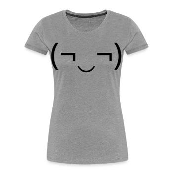 Émoticône espiègle (¬‿¬) sourire espiègle - T-shirt bio Premium Femme - gris chiné - Devant - Mia (176cm)