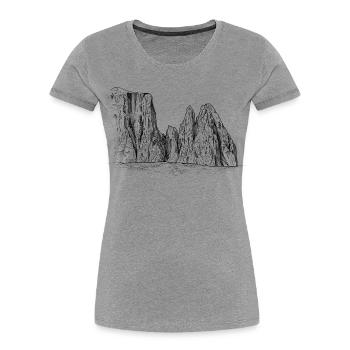 Sciliar Massif Silhouette | Dolomites Landmarks - Women's Premium Organic T-Shirt - heather grey - Front - Mia (176cm)
