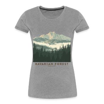 Forêt de Bavière | Parc national vintage - T-shirt bio Premium Femme - gris chiné - Devant - Mia (176cm)