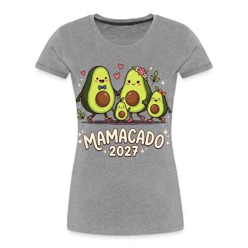 Mamacado 2027 Avocado Familie - Frauen Premium Bio T-Shirt - Grau meliert - Vorne - Mia (176cm)