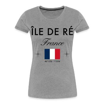 Ile de Re Frankreich Koordinaten Reise Souvenir - Frauen Premium Bio T-Shirt - Grau meliert - Vorne - Mia (176cm)