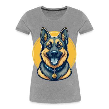 Clipart de dessin animé mascotte Kawaii avec un berger allemand - T-shirt bio Premium Femme - gris chiné - Devant - Mia (176cm)