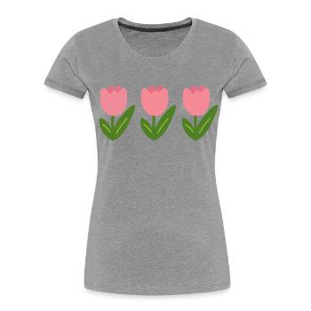 Trois tulipes roses dans un style minimaliste - T-shirt bio Premium Femme - gris chiné - Devant - Mia (176cm)