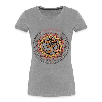 Om Shanti Om Bunt Lotus Mandal - Frauen Premium Bio T-Shirt - Grau meliert - Vorne - Mia (176cm)
