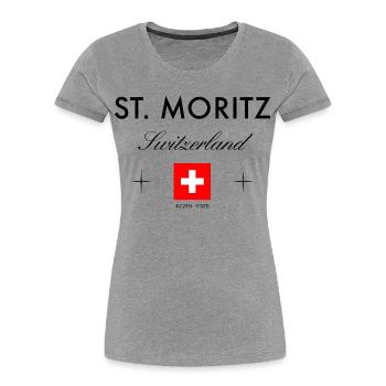 St. Moritz Schweiz Koordinaten Reise Souvenir - Frauen Premium Bio T-Shirt - Grau meliert - Vorne - Mia (176cm)