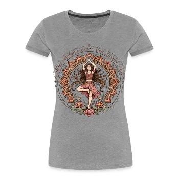Atme Balance Ein Zweifel Aus Bunt Yoga Boho - Frauen Premium Bio T-Shirt - Grau meliert - Vorne - Mia (176cm)