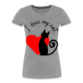 Fragmented heart in red - Women's Premium Organic T-Shirt - heather grey - Front - Mia (176cm)