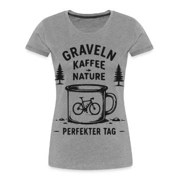 Graveln Kaffee Nature – Perfekter Tag - Frauen Premium Bio T-Shirt - Grau meliert - Vorne - Mia (176cm)
