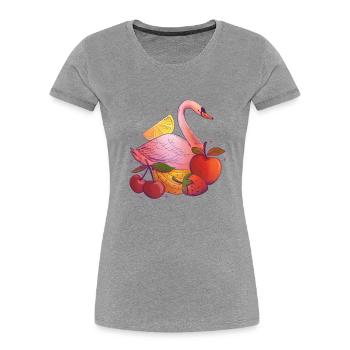 Swan with fruit and citrus - Women's Premium Organic T-Shirt - heather grey - Front - Mia (176cm)