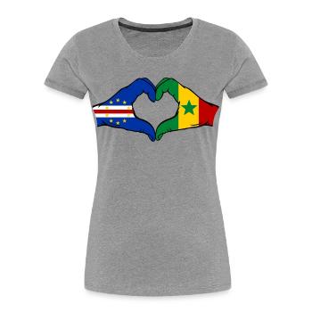 Kap Verde Senegal Flagge Hände Herzform - Frauen Premium Bio T-Shirt - Grau meliert - Vorne - Mia (176cm)