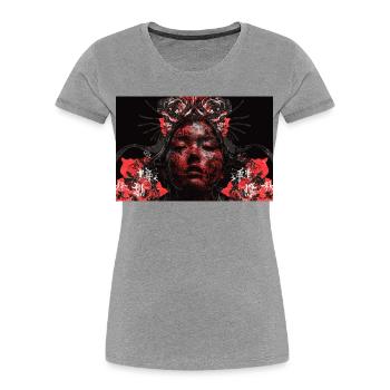 Asia Punk Art Samurai Kunst T-Shirt - T-shirt bio Premium Femme - gris chiné - Devant - Mia (176cm)