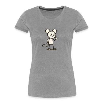 Winkende Mauscharakter Illustration - Frauen Premium Bio T-Shirt - Grau meliert - Vorne - Mia (176cm)