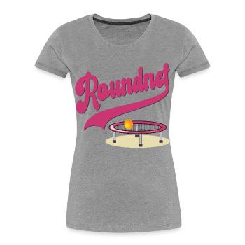 Roundnet Set - Frauen Premium Bio T-Shirt - Grau meliert - Vorne - Mia (176cm)