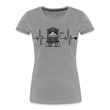 Battement de cœur d’orgue à baril – Pour les vrais fans de vielle à roue - T-shirt bio Premium Femme - gris chiné - Devant - Mia (176cm)