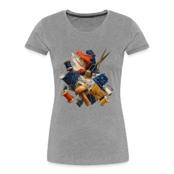 Kunst der sichtbaren Reparatur - Frauen Premium Bio T-Shirt - Grau meliert - Vorne - Mia (176cm)