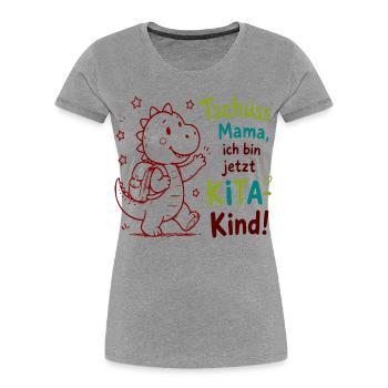 Kita Abschied Drachenfreund - Frauen Premium Bio T-Shirt - Grau meliert - Vorne - Mia (176cm)