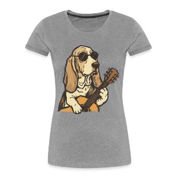 Hippy Beagle Guitar Dog - T-shirt bio Premium Femme - gris chiné - Devant - Mia (176cm)