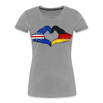 Cape Verde Germany Flag Hands Heart Shape Used - Women's Premium Organic T-Shirt - heather grey - Front - Mia (176cm)