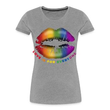 Lippe Kussmund Love is for everyone LGBTQ Regenbog - Women's Premium Organic T-Shirt - heather grey - Front - Mia (176cm)