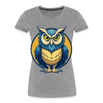 Owl Kawaii Maskottchen Cartoon-Charakter-Clipart-Logo - Frauen Premium Bio T-Shirt - Grau meliert - Vorne - Mia (176cm)