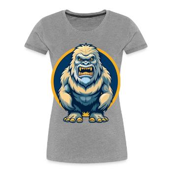 Yeti Kawaii Maskottchen-Cartoon-Charakter-Clipart-Logo - Frauen Premium Bio T-Shirt - Grau meliert - Vorne - Mia (176cm)