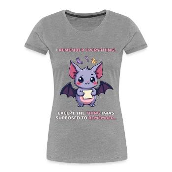 Ich erinnere mich an alles – ADHS-Fledermaushumor - Frauen Premium Bio T-Shirt - Grau meliert - Vorne - Mia (176cm)