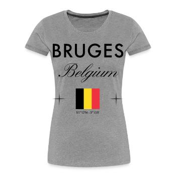 Bruges Belgium Coordinates Travel Souvenir - Women's Premium Organic T-Shirt - heather grey - Front - Mia (176cm)