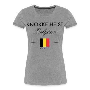 Knokke Heist Belgien Koordinaten Reise Souvenir - Frauen Premium Bio T-Shirt - Grau meliert - Vorne - Mia (176cm)