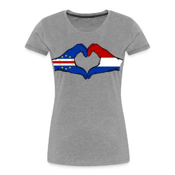 Kap Verde Holland Flagge Hände Herzform - Frauen Premium Bio T-Shirt - Grau meliert - Vorne - Mia (176cm)