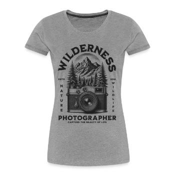 Wildernis Nature Photographer - Women's Premium Organic T-Shirt - heather grey - Front - Mia (176cm)