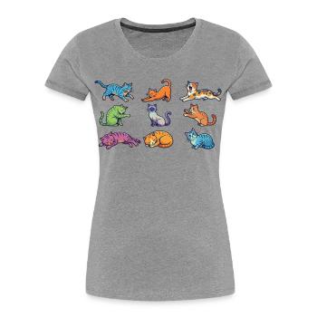 Chats colorés : Pop Art de chatons comiques mignons - T-shirt bio Premium Femme - gris chiné - Devant - Mia (176cm)