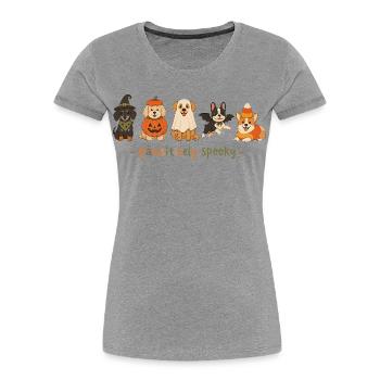 Spooky dogs halloween Shirt for women - T-shirt bio Premium Femme - gris chiné - Devant - Mia (176cm)