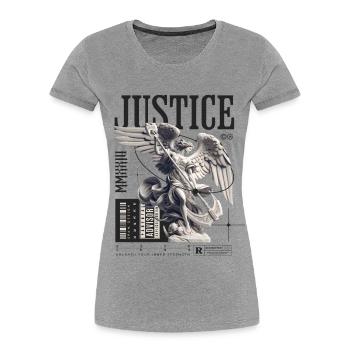 Justice Angel Statue: Urban Dark Aesthetic - Frauen Premium Bio T-Shirt - Grau meliert - Vorne - Mia (176cm)