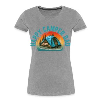 GLÜCKLICHER CAMPER-PAPA - Frauen Premium Bio T-Shirt - Grau meliert - Vorne - Mia (176cm)