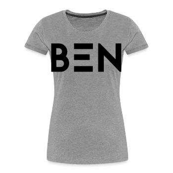 Prénom Ben - T-shirt bio Premium Femme - gris chiné - Devant - Mia (176cm)