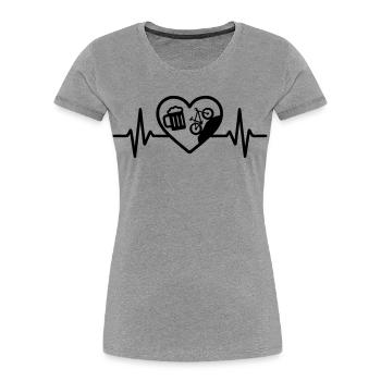 Humour de VTT Heart Beer - T-shirt bio Premium Femme - gris chiné - Devant - Mia (176cm)