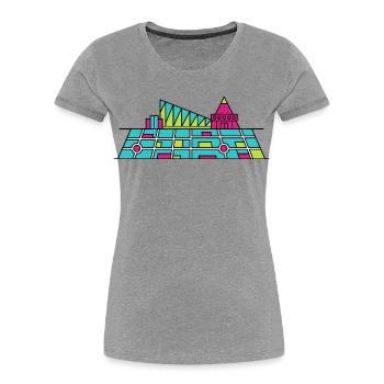 Orpheline urbain Xscape de Milton Keynes Modern Line Art - T-shirt bio Premium Femme - gris chiné - Devant - Mia (176cm)