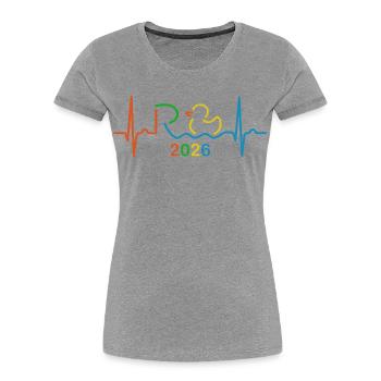 Bunte Rente 2026 - Ruhestand - Pension EKG Puls - Frauen Premium Bio T-Shirt - Grau meliert - Vorne - Mia (176cm)