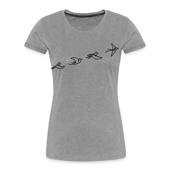 Der Flug des schwarzen Vogels - Frauen Premium Bio T-Shirt - Grau meliert - Vorne - Mia (176cm)